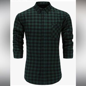 Men’s Flannel Cotton Long Sleeve Button Down